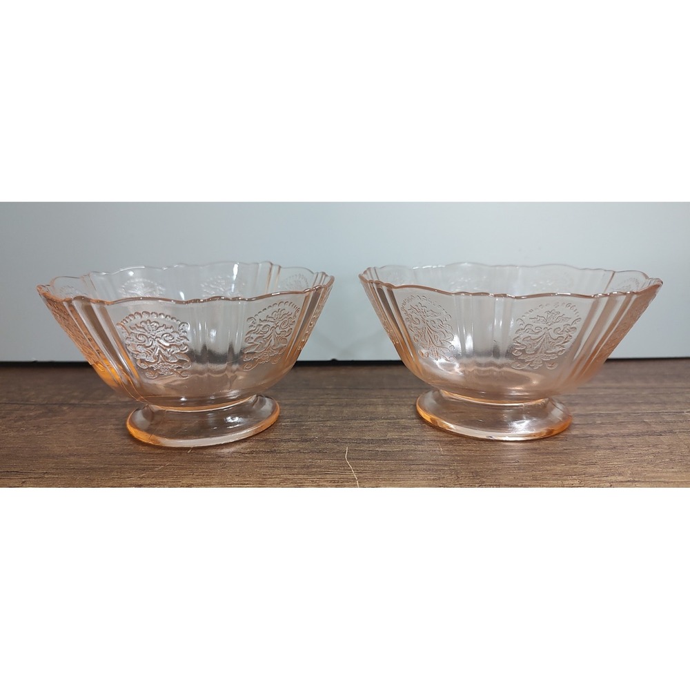 Pink American Sweetheart Sherbet Bowl Depression Glass Lot Of 2 Vintage